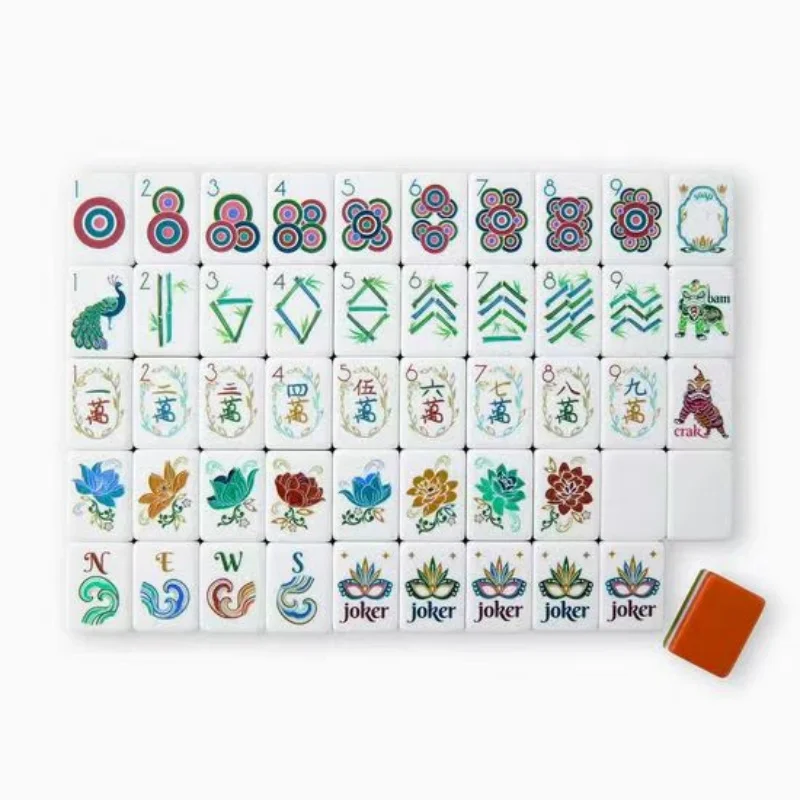 Customized 4-Layer American Mahjong Cards 160 Acrylic Tiles Mahjong Set with Print Vintage Pattern for Family Party Game S6d92585ad4484aab860c763de92ea2d1v