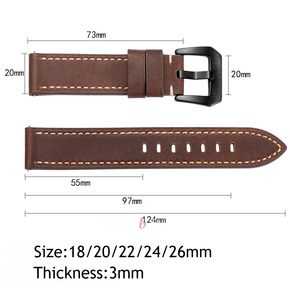 Ремешок для часов из воловьей кожи, быстросъемный ремешок для Panerai 18/20/22/24/26 мм, винтажный браслет для мужчин, универсальные аксессуары для часов