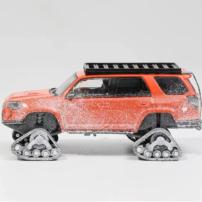 GCD 1/64 Toyota 4Runner Off-road Modified Snow Version Diecast with Accessories Alloy Car Model Simulation Collection Car Toys