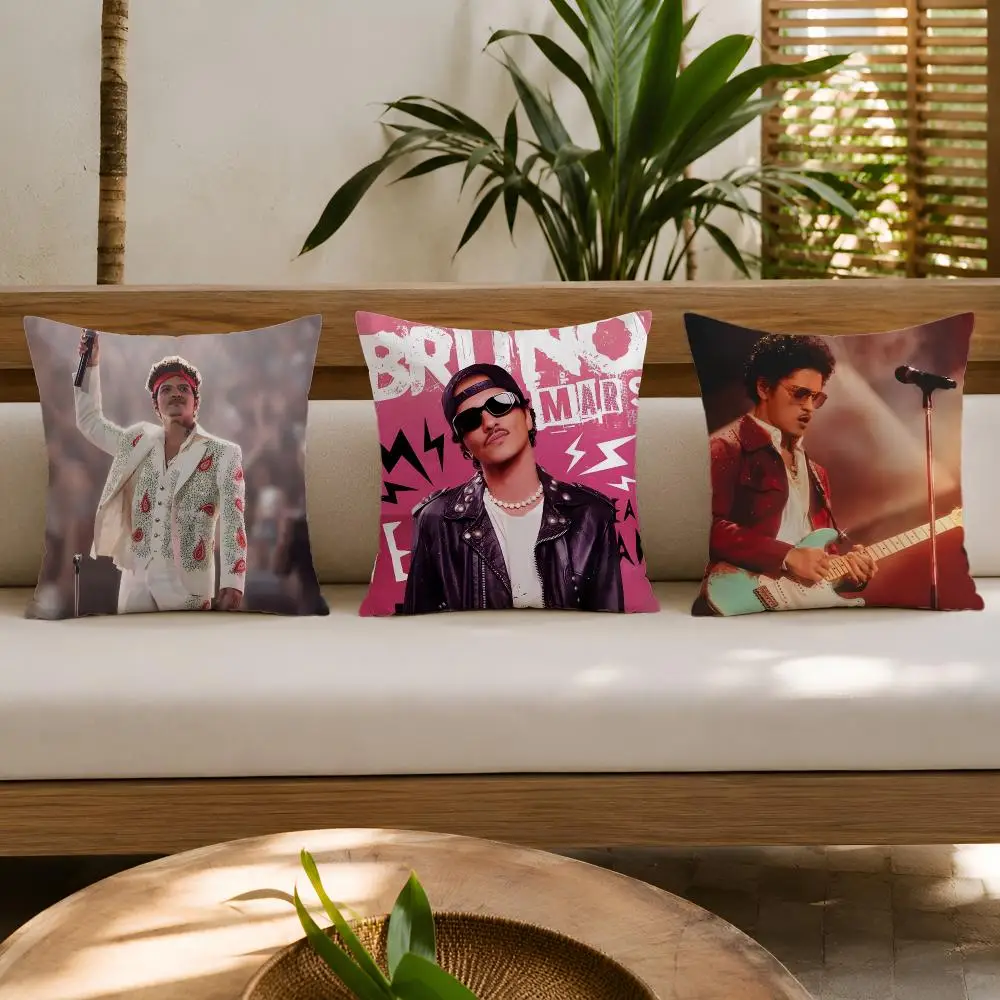 Singer B-Bruno Mars Cushion Cover Wrinkle-Resistant Short Plush Cushion Covers Breathable Machine-Washable