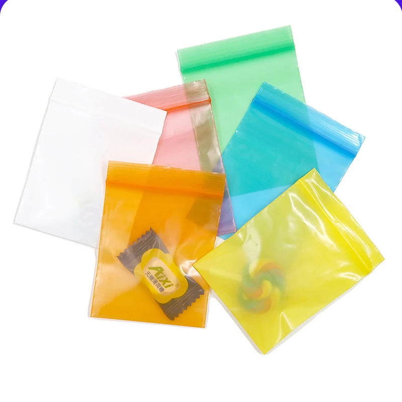 100Pcs/Lot Color Ziplock Bag Thickened Food Bags Plastic Packaging Gift Storage Pouches Candy Chocolate Nuts Snacks Ziplock Bags