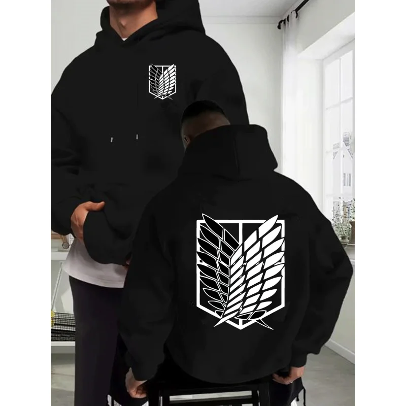 EU Size Survey Corps Logo Graphic Hoodie Unisex Classic Anime Attack On Titan Long Sleeve Casual Hooded Sweatshirt