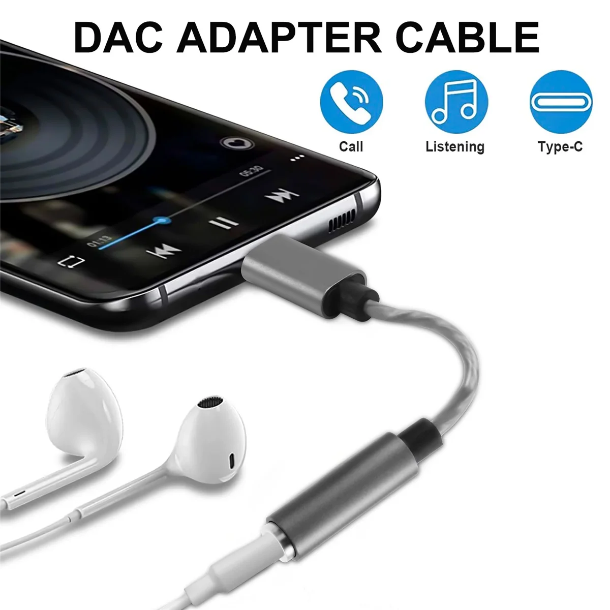 USB Type-Cヘッドフォンジャック,dacアダプター,Samsungスマートフォン用グレー,32ビット,384KHz,Nuc,alc5686,3.5mm