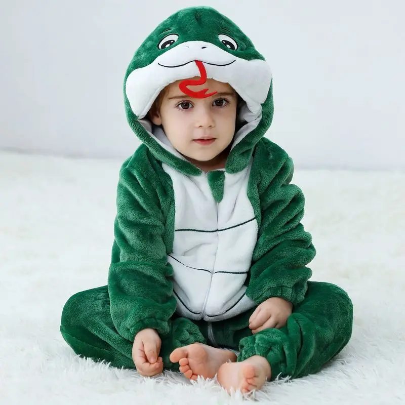 Snake Year Green Snake Baby Jumpsuit Tassel Hooded Jumpsuit Sleepwear Animal Jumpsuit Girls And Boys Baby Rompers Snake Cosplay