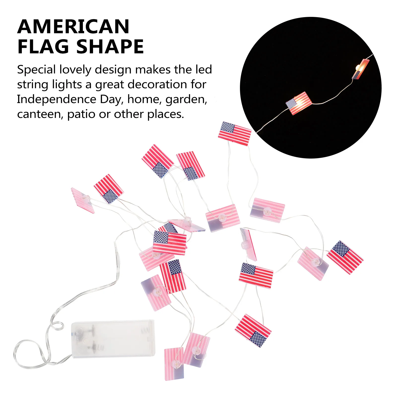 

Strands National Flag LED Light String Cordless Plastic Independence Day Party Lamp