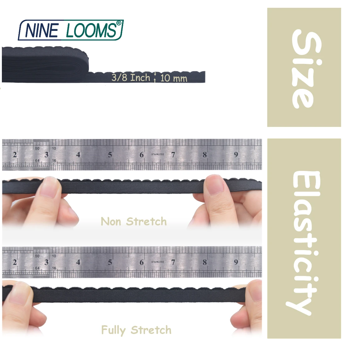 NINE LOOMS Picot BH-Träger, Gummibänder, 3/8 Zoll, 1/2 Zoll, 5/8 Zoll, 10 mm, 13 mm, 15 mm, Plüsch-Schulterband, Dessous-Nähbesätze, 50 100 Yard per Spule – Detail 20