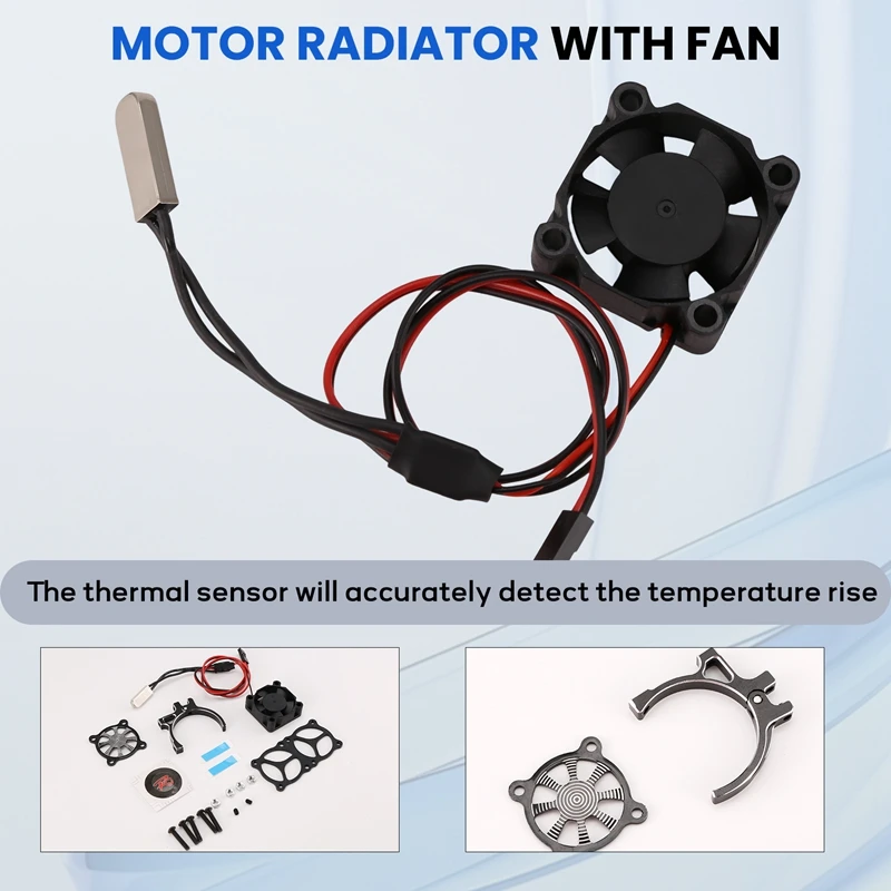 Best-For RC Car 3650 3660 550 540 Motor Heatsink Cooling Fan With Thermal Sensor CNC Aluminum Alloy Clamp Heatsink
