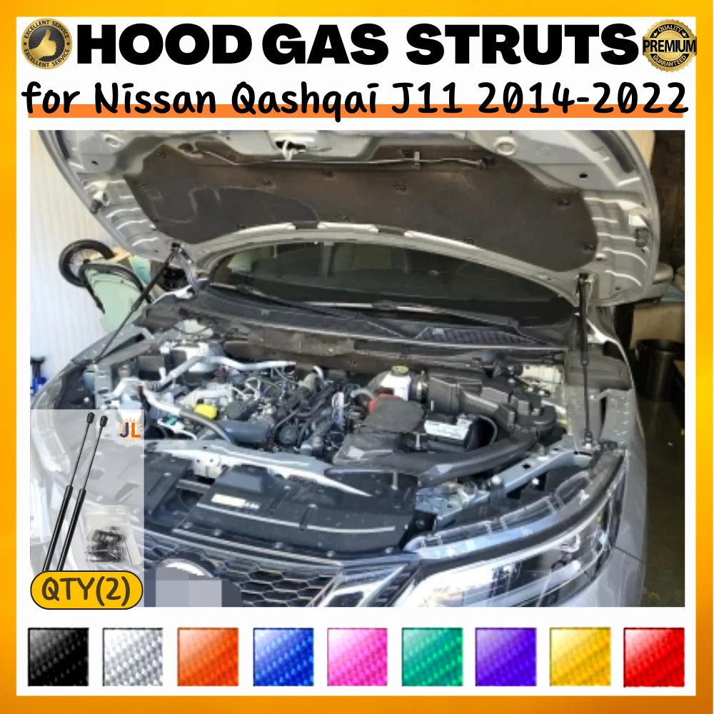 

Qty(2) Стойки капота для Nissan Qashqai J11 SUV 2014-2022, модифицированные газовые пружины, амортизаторы, подъемные опоры, демпферы