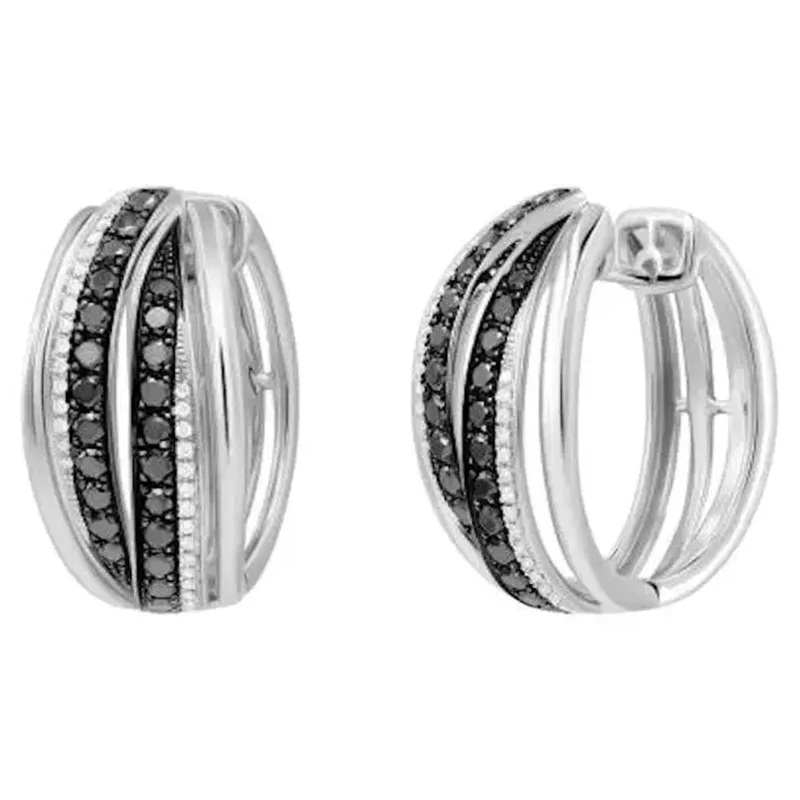 Modischer Minimalismus-Stil, schwarze synthetische Zirkonia, silberne Creolen für Damen und Herren, luxuriöser klassischer Schmuck für Bankette und Jubiläen