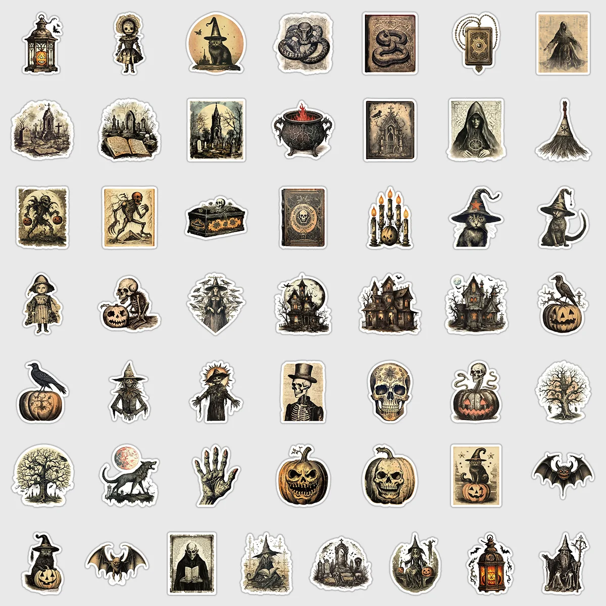 50 قطعة ملصقات الهالوين الرعب الرجعية ملصقات صناعة يدوية سكرابوكينغ الهاتف الأمتعة الشارات مقاوم للماء