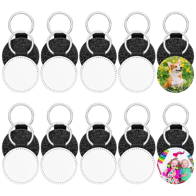 AA86 20 Pcs 가죽 키 체인 공백 대량 승화 키 체인 빈 PU 가죽 선물 반짝이 열전달 열쇠 고리 DIY Craft Dur
