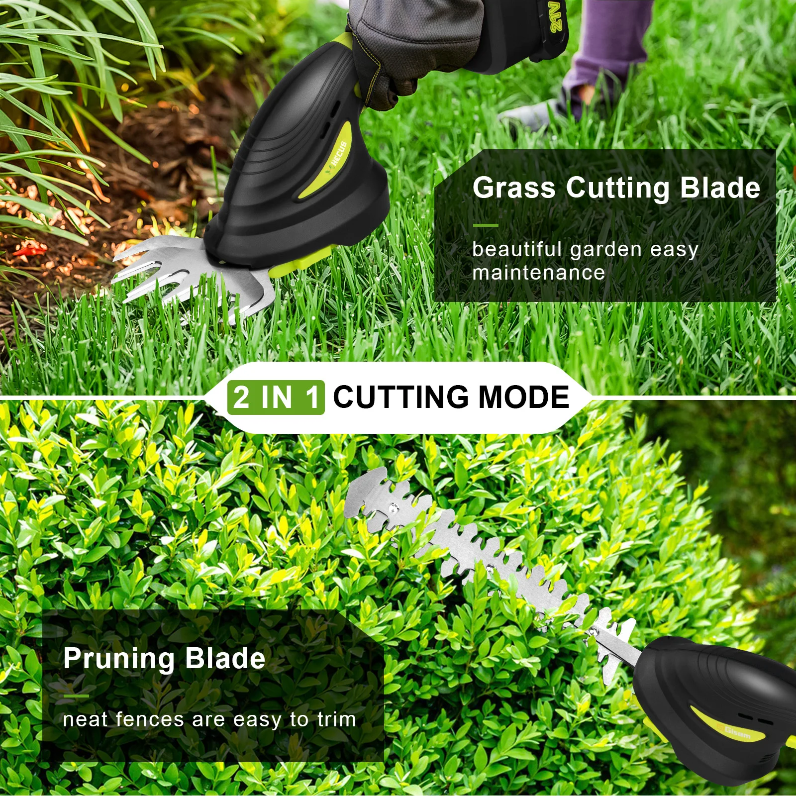 2 IN 1 Brushless Cordless Electric Hedge Trimmer Handheld Home Shrub Weeding Pruning Mower Garden Tools For Makita 18V Battery