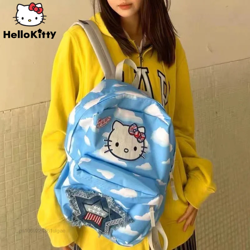 Sanrio Hello Kitty Backpacks Millennium Y2k New Color Fashion Shoulder Bags Student Korean Schoolbag College Student Laptop Bag