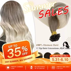 Full Shine U Tip Hair Extensions Fusion Hair Balayage Color 40-50g Keratin Glue Beads Prebonded Human Hair Extensiones