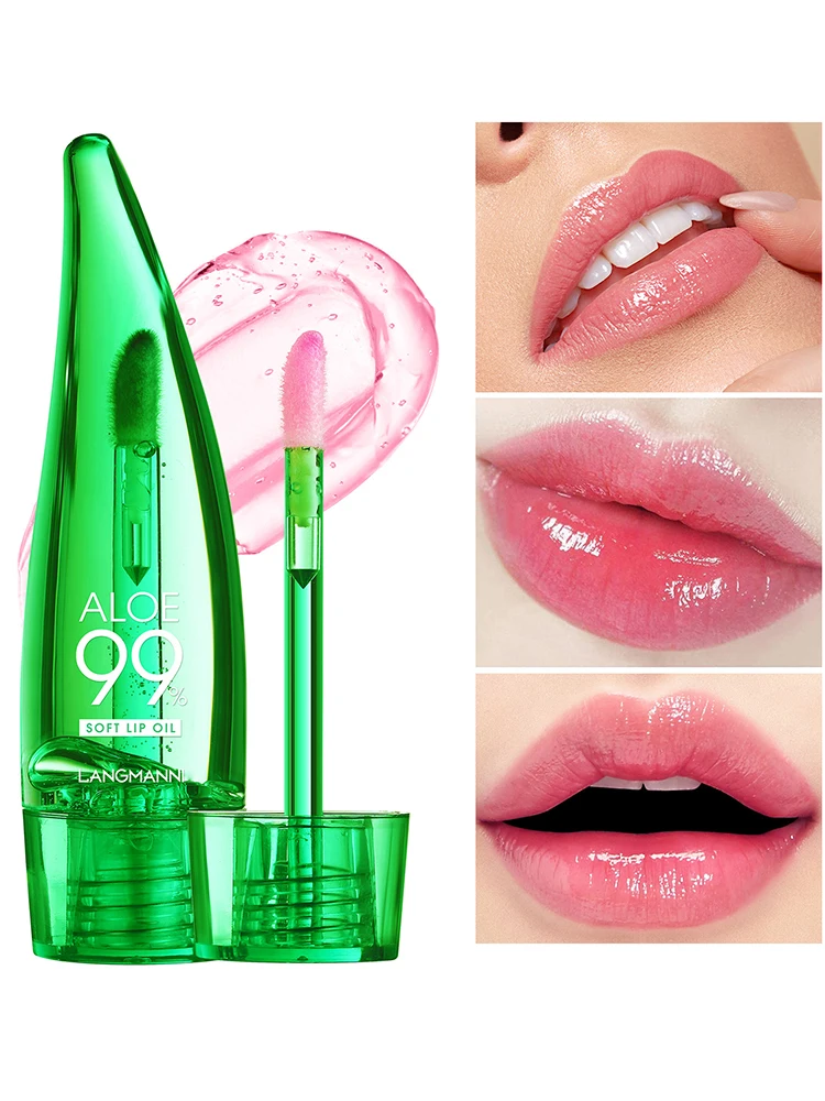 Aloë Vera Temperatuurveranderende lippenbalsem, anti-droogheid, langdurig hydraterend, transparant vloeibaar lipverzorgingsproduct