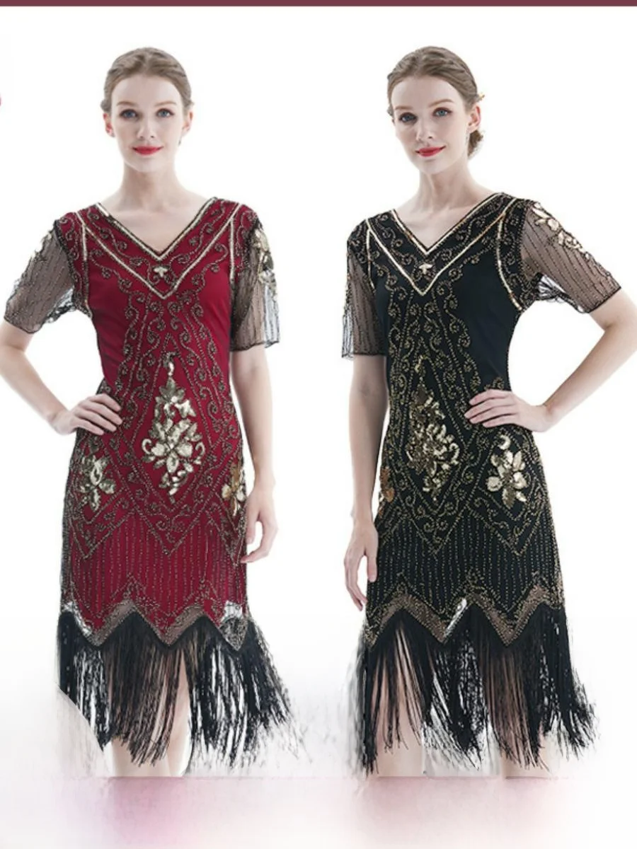 High-End Sequin Dr Performance Costume Vintage Sequin Gown ort Sve mid Waist ort Skirt Vintage Par Dr