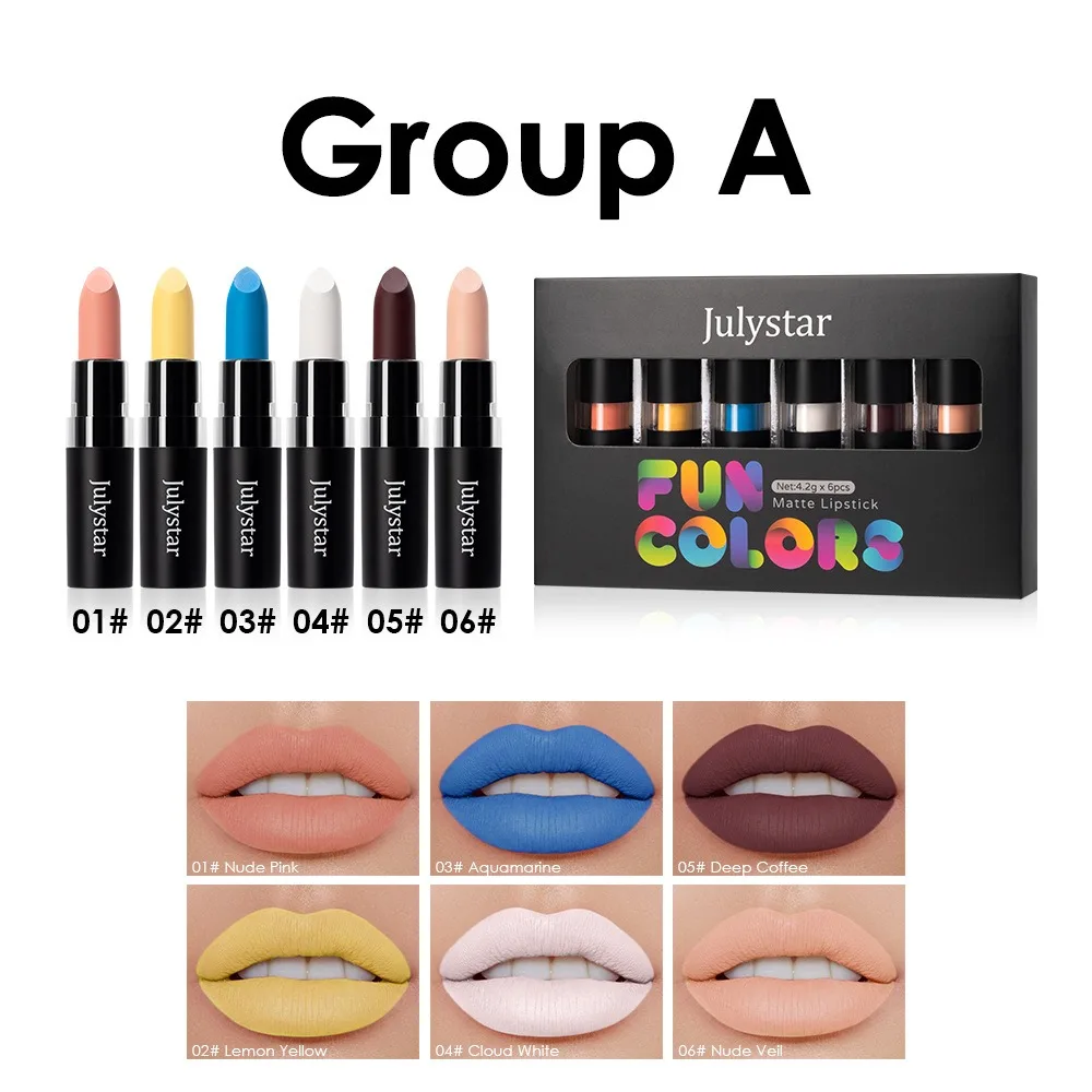 

Exaggeration Matte Lipstick Easy To Color Waterproof Lipstick Set Non-Stick Cup Long-lasting Lip Makeup Cosmetics Women