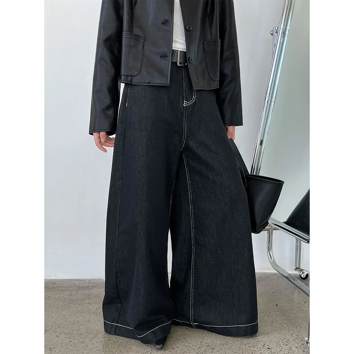 SuperAen – jean ample de style coréen, pantalon à jambes larges délavé pour femme, surdimensionné, droit, pleine longueur, nouvelle collection automne 2025