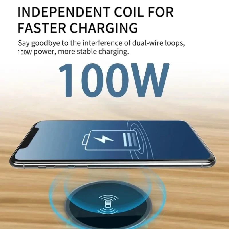 100W Fast Wireless Charger Pad for iPhone 16 15 14 Samsung S25 S24 S23 Xiaomi Huawei Wireless Charging Station Charging Device - náhled 4