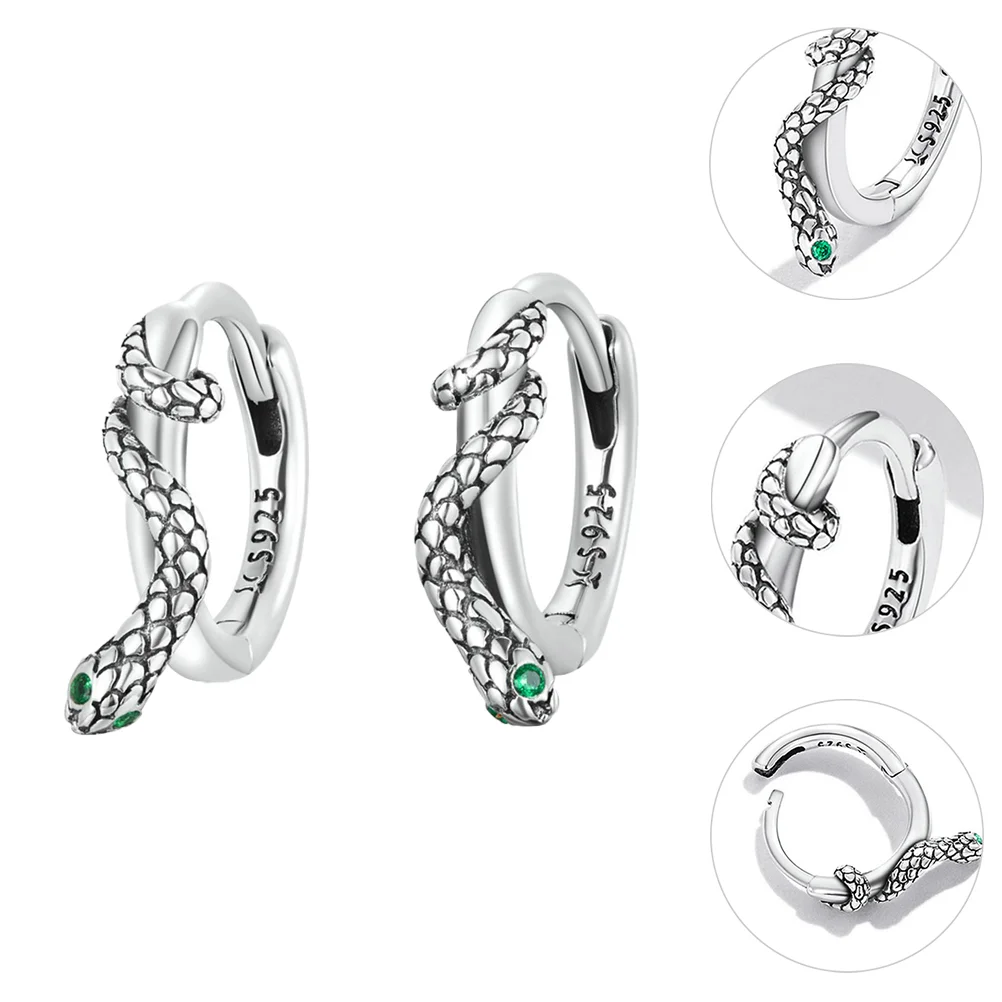 Sterling Silver Snake Ear Clip Earrings for Girls Delicate Lady Buckle S925 Miss Buckles