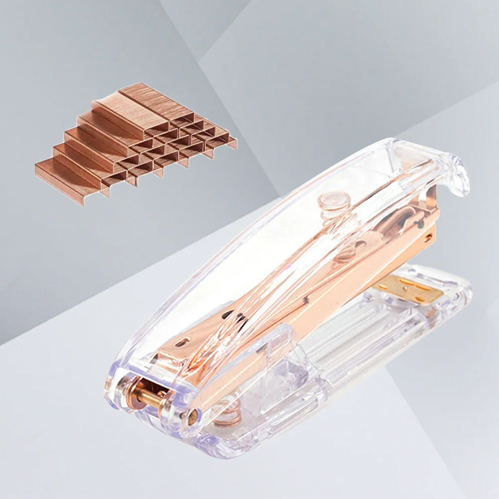 1Pcs Rose Gold Stapler Crystal Luster Modern Design Perfect Gift for Office School Home Desk Stapler Portable Decoration