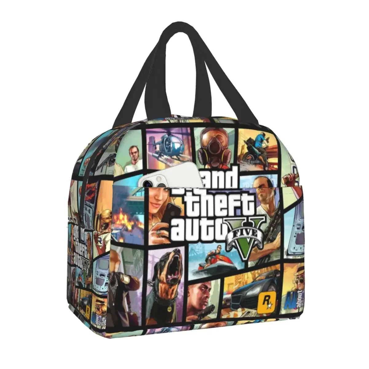 

Adventure Game Grand Theft Auto Lunch Bag Men Women Cooler Warm Insulated Lunch Box for Student School Food Picnic Storage Bag