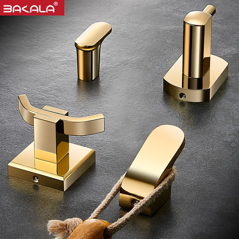 BAKALA Luxury Golden Brass Wall Hook Coat Towel Black Hooks for Bathroom Gold Copper Kitchen Hook Gray Copper Clothes Hook