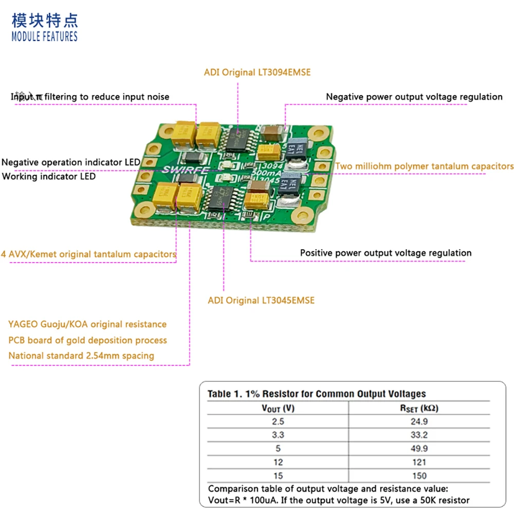 LT3045 LT3094 positive negative voltage Low Noise RF Linear Regulated Power Module DC 2-20V TO ± 0.8V 1.5V 1.8V 2.5V 3.3V 5V