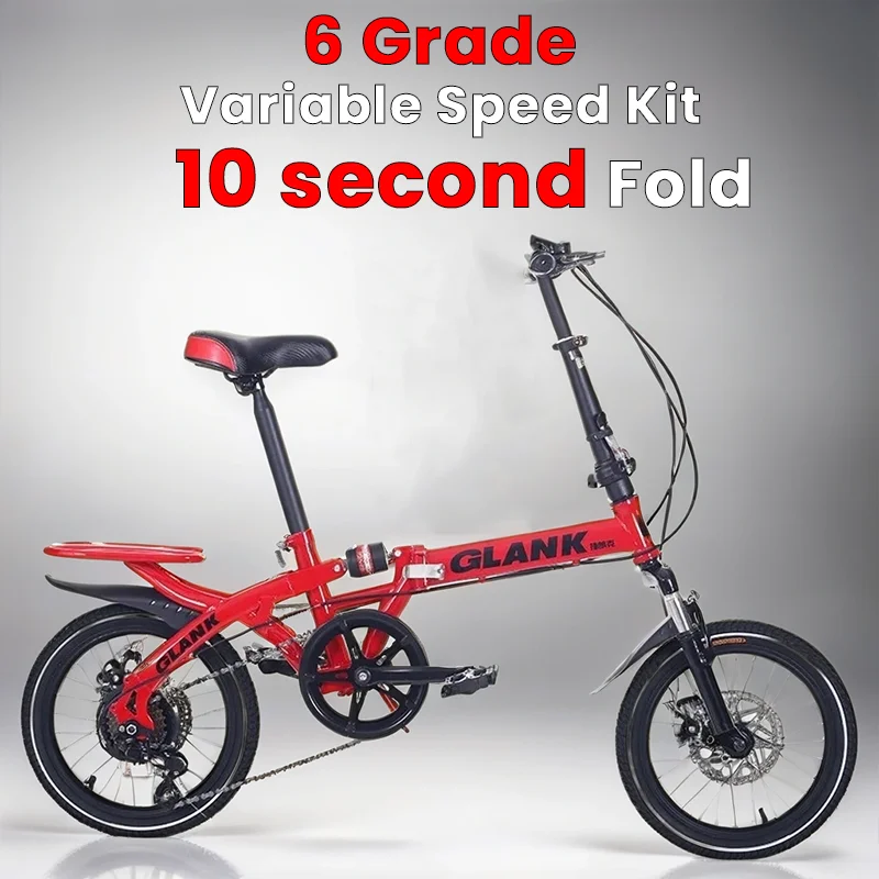 16/20inch High carbon steel frame Quick easy folding bike Double disc brake Dual shock absorption Urban Cycling Commute aldult