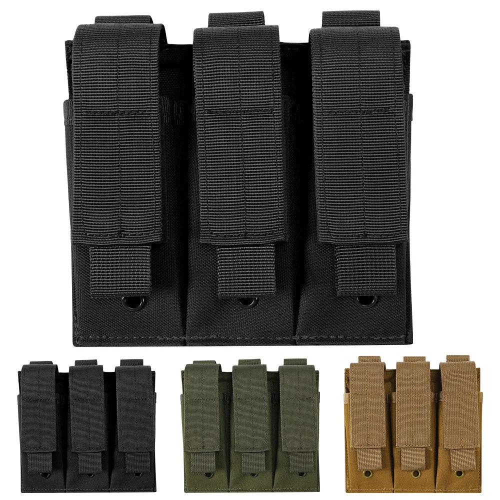 Bolsa para revistas de 9mm, bolsa individual doble Mag, Molle para exteriores, bolsa para revistas abierta para Glock M1911 92F, bolsa para antorcha, bolsa Triple