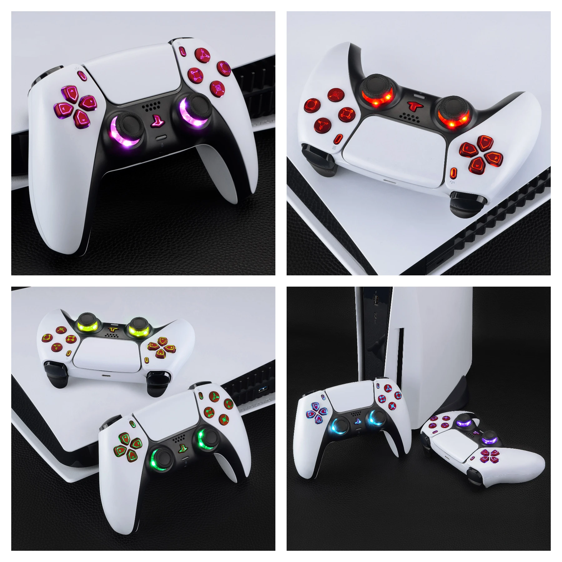 7 ألوان 9 أوضاع مضيئة Dpad Thumbsticks مشاركة أزرار الوجه المنزلية لوحدة تحكم ps5 BDM-030 & BDM-040 & BDM-050