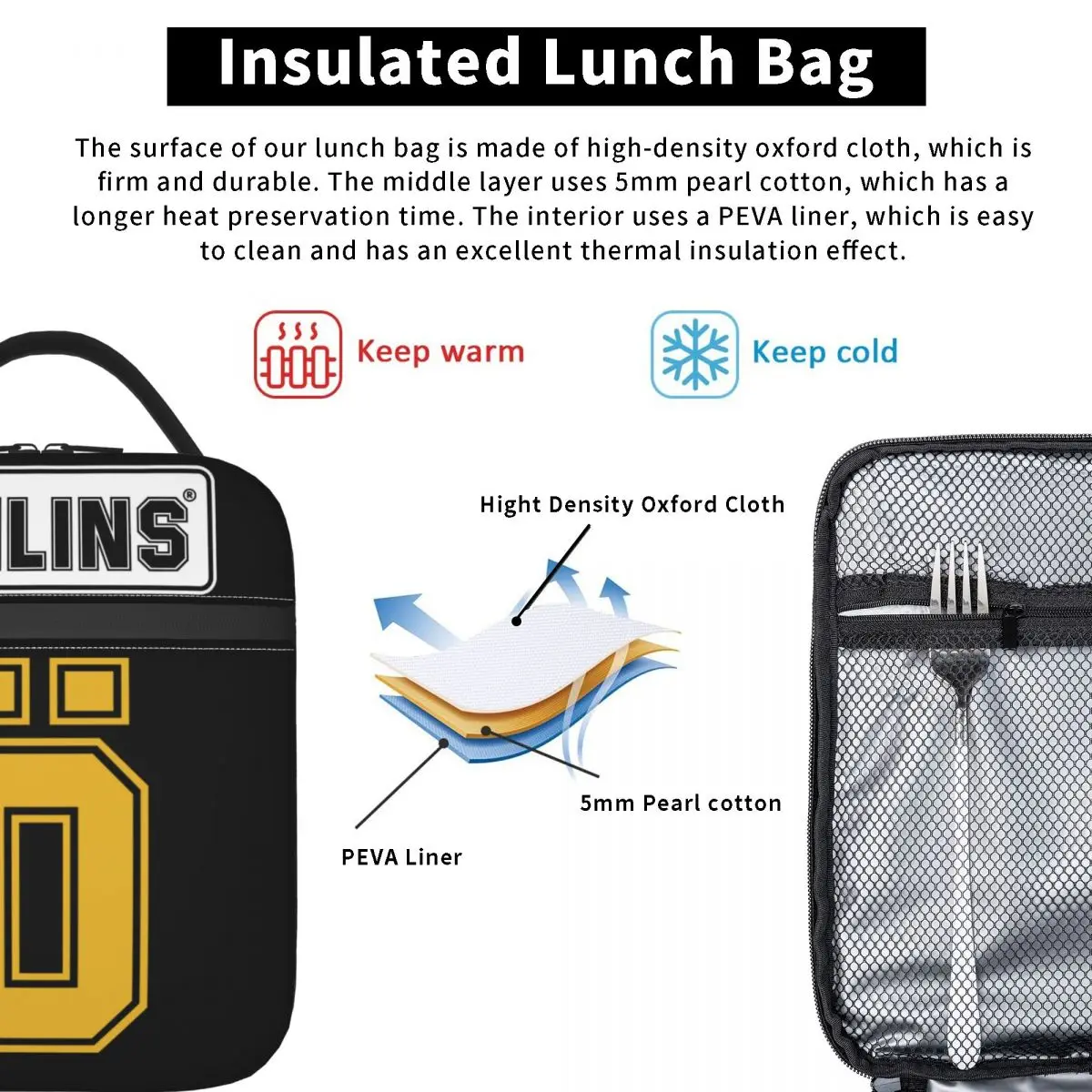 Ohlins Suspension Car Motorcycle Sport Racing Insulated Lunch Bag Shock Ohlins RXF34 M.2 Food Container Thermal Cooler Lunch Box