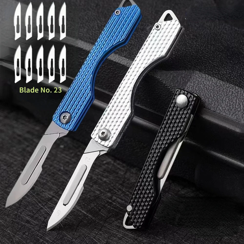 New Mini Art Knife Outdoor Folding Keychain Small Blade Sharp High Hard Portable EDC Surgical Handle Mini Portable