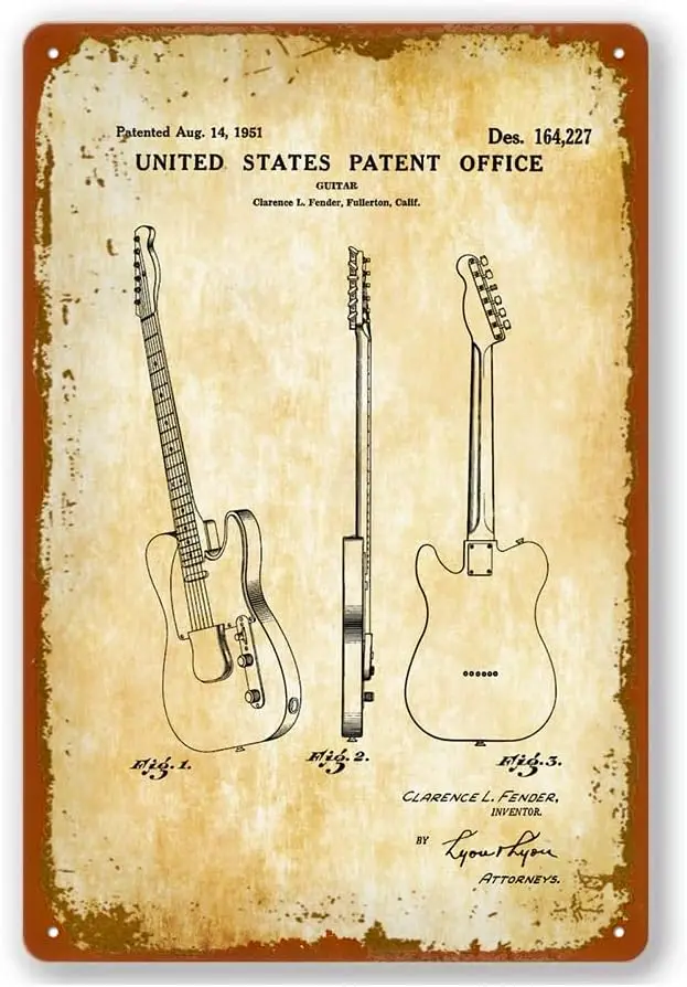 Cartel de patente Telecaster Vintage, cartel de aluminio de Metal, cartel de hojalata, decoración del hogar, garaje, cueva de hombre, arte de pared, 12 "X 8"
