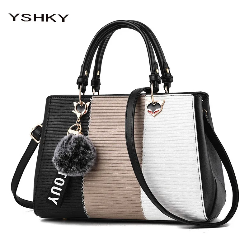 Women\'s bags 2023 fashion trend design stripe hit color handbag shoulder bag messenger bag Korean style bag