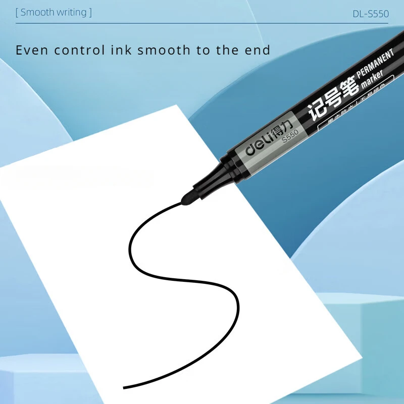 Deli Oil-Based Thick Tip Marker Pen for Logistics Signature Marker Pen Office Supplies