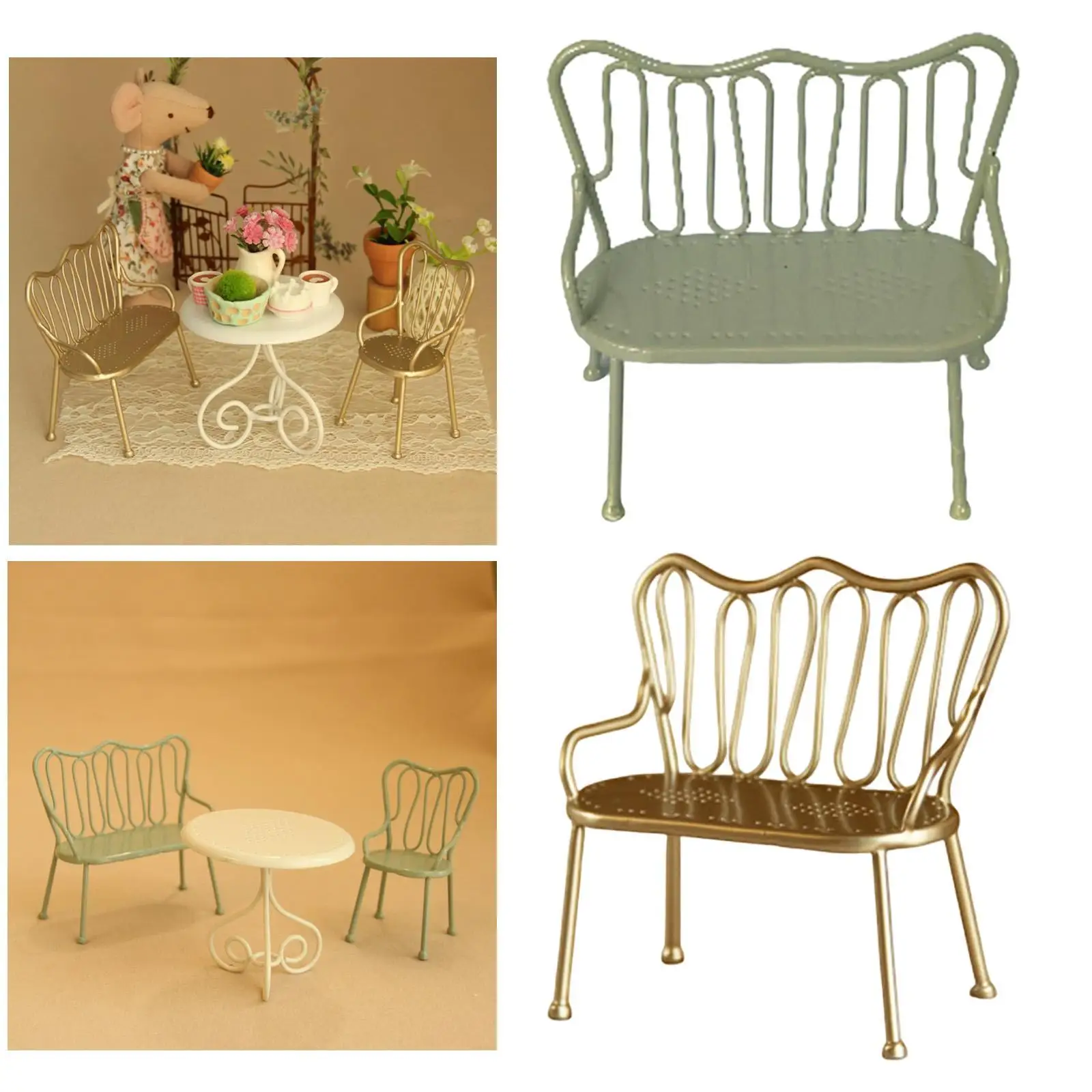 

Dollhouse Double Miniature Chair Kids Toy DIY Projects Landscape Doll House Ornament Practical Doll House Furniture Miniature