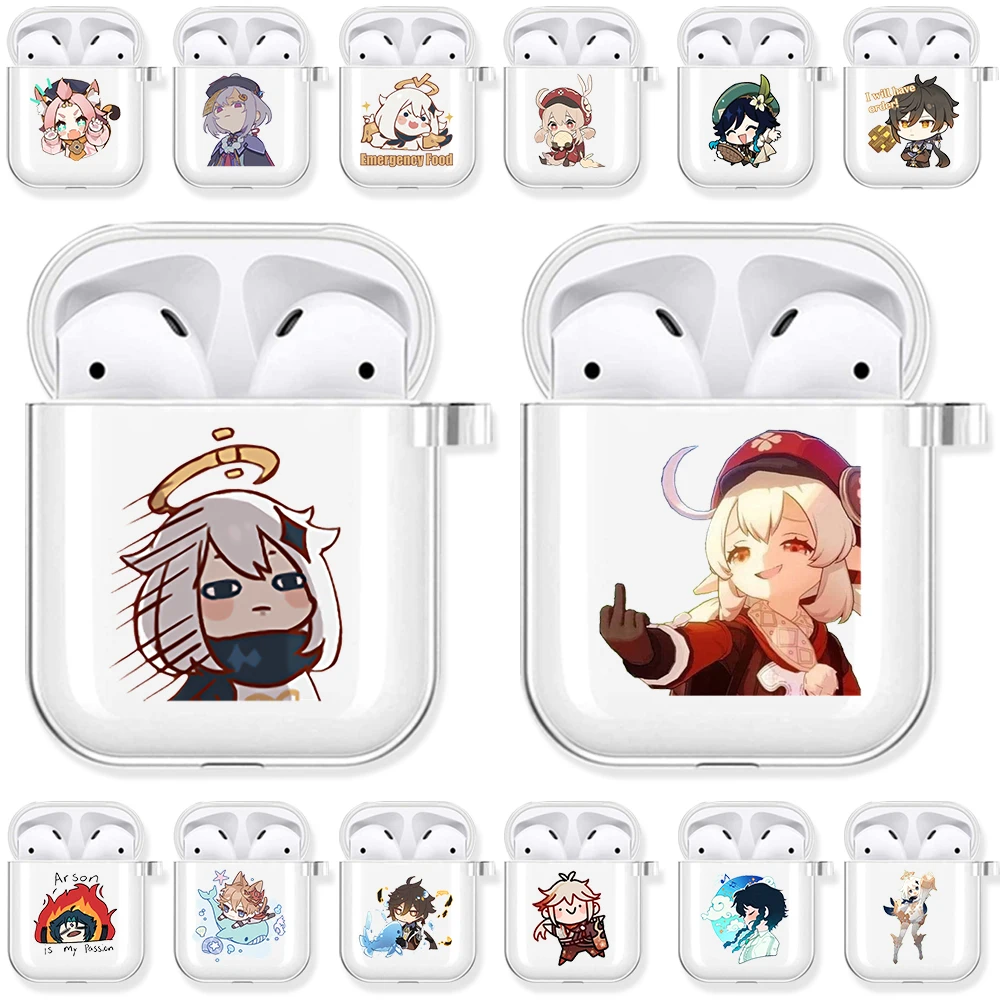 Cute Genshin Impact Characters Clear TPU Case for Airpods Pro 2 1 3 Zhongli Hutao Xiao Soft Silicone Cover Earphone Airpod Cases