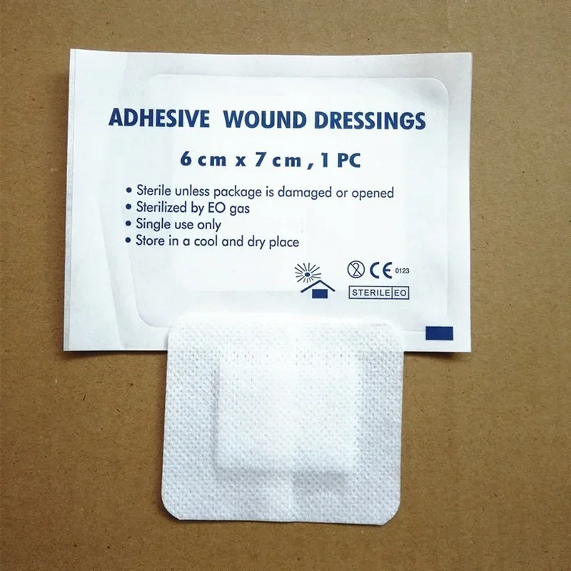 50pcs Non-Woven Breathable Tape Skin Healing Protective Soft Fabric Cloth Adhesive Antibacterial Wound Dressing Bandage