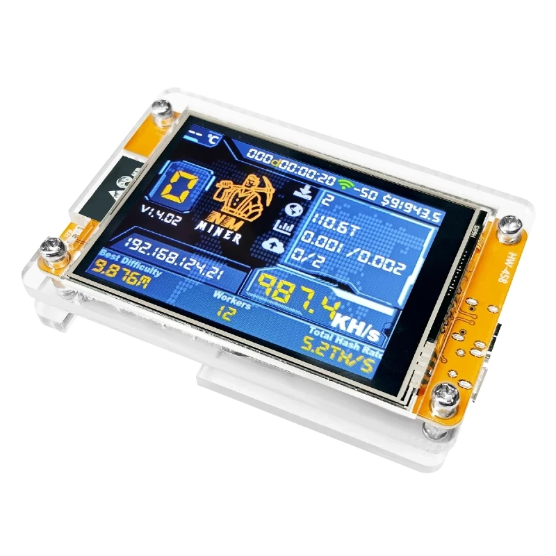 Bitcoin Solo Lottery NMMiner Hashrate 980KH/s Lucky Miner nerdminer nerd 2.8 polegadas Smart Display Crypto ESP32-2432S028R DROOM