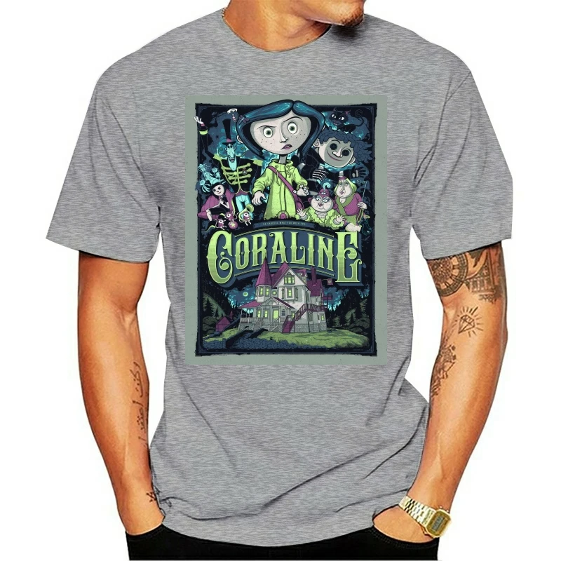 Футболка Coraline на Хэллоуин наклейка на Хэллоуин мультяшный Хэллоуин