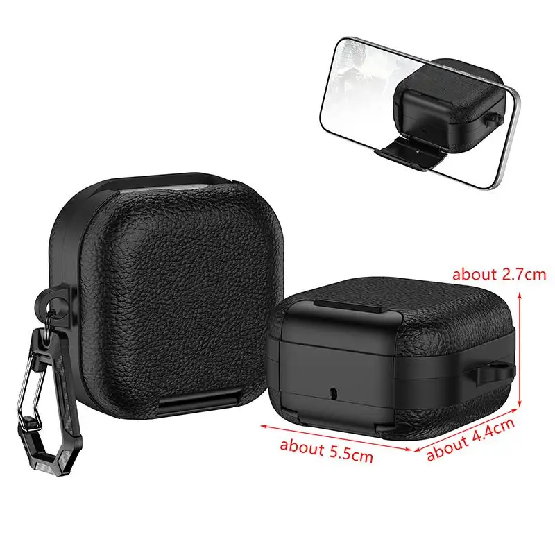 Suitable For GalaxyBuds4/4pro Headphone Protective Case With Lychee Patterned Leather Buckle Bracket Shell