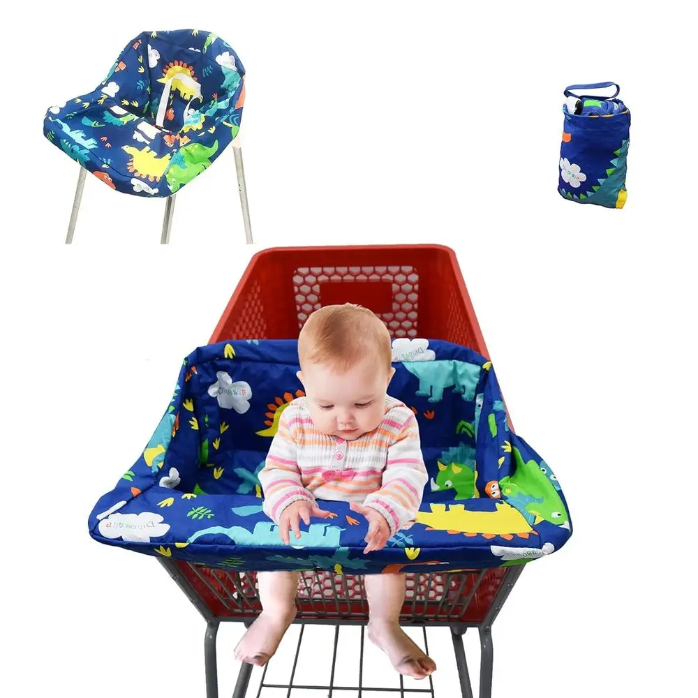 Convertible Shopping Cart & High Chair Cover, Washable, Portable, Dinosaur Pattern for Boys & Girls