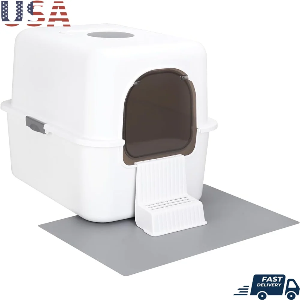 

Enclosed Cat Litter Box with Pedal Anti-Leak Design Easy to Clean Portable High Edge Cats Under 8lbs