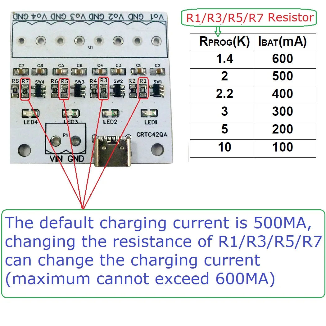 4PCS 4 channels TYPE-C 1-cell Lithium LiPo Polymer Li-Ion Charger Module For 3.7V 18650 503035 603443 Battery CRTC42QA