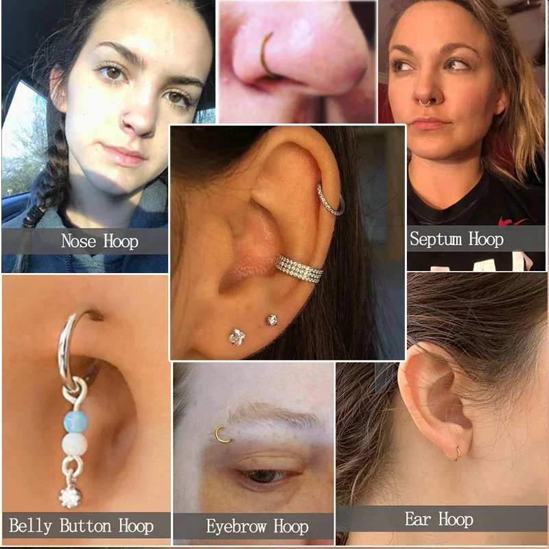 F136 Titanium ZC Nose Ring Women Hinged Segment Septum Clicker Daith Earrings Hoop Ear Cartilage Tragus Helix Piercing Jewelry
