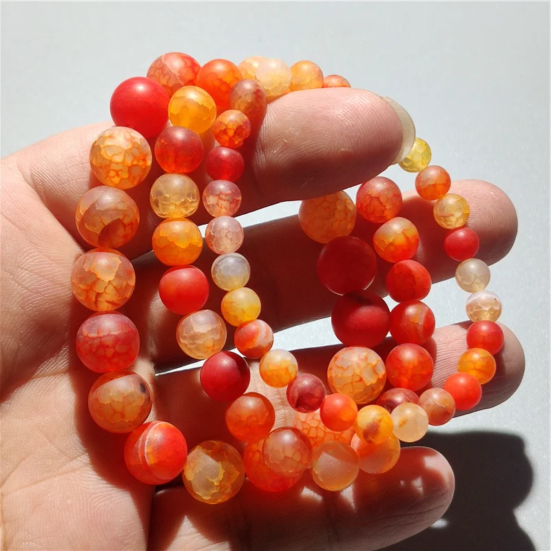 Orange Frosted Stone Matte Natural Agate Bracelet For Men And Women Trendy Sweet Simple Bracelet For Couple Niche