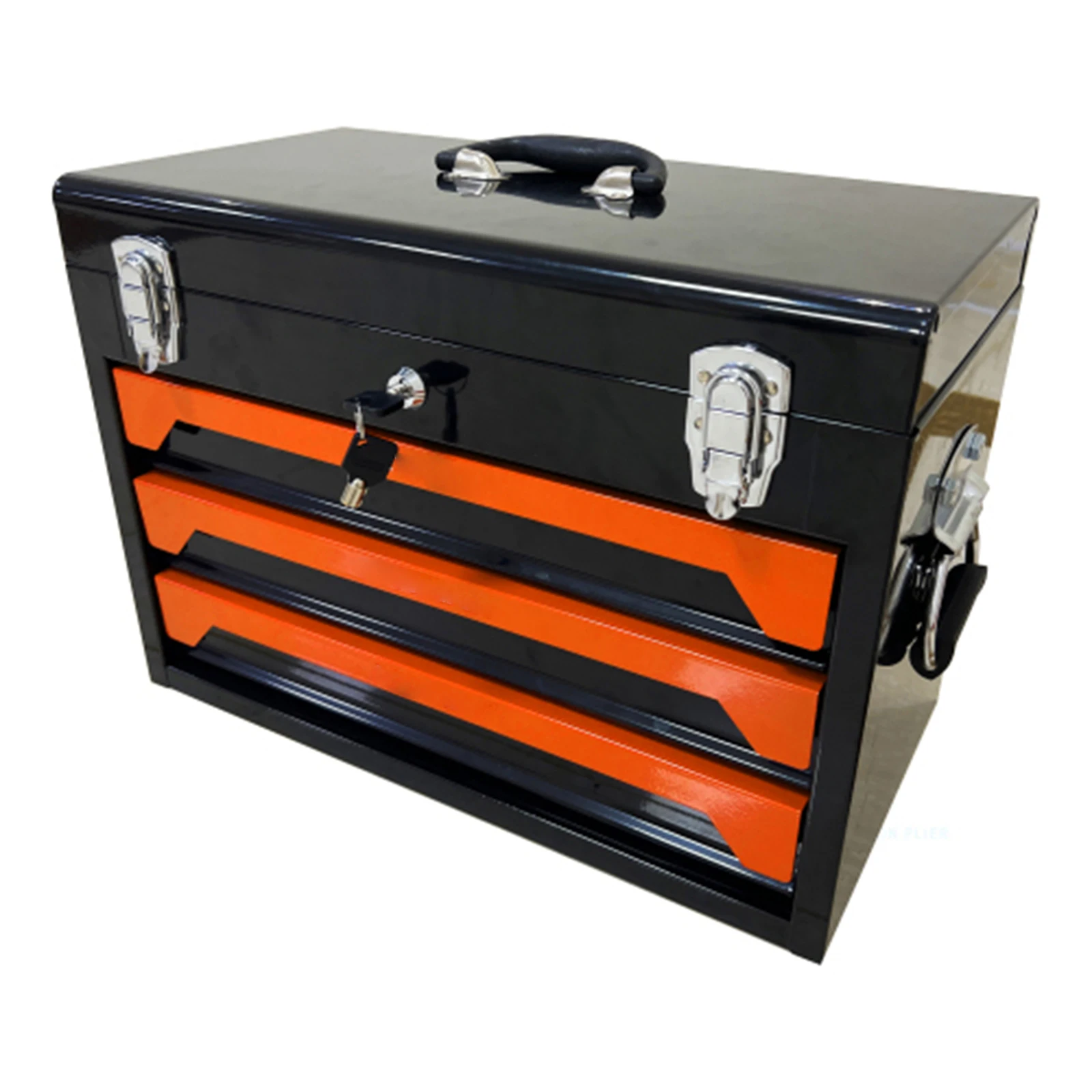 Tool Box with 3 Ball-Bearing Drawers Lock Keys Tool Portable Storage Mechanics Stackable Tools Organizer For Garage Workshop