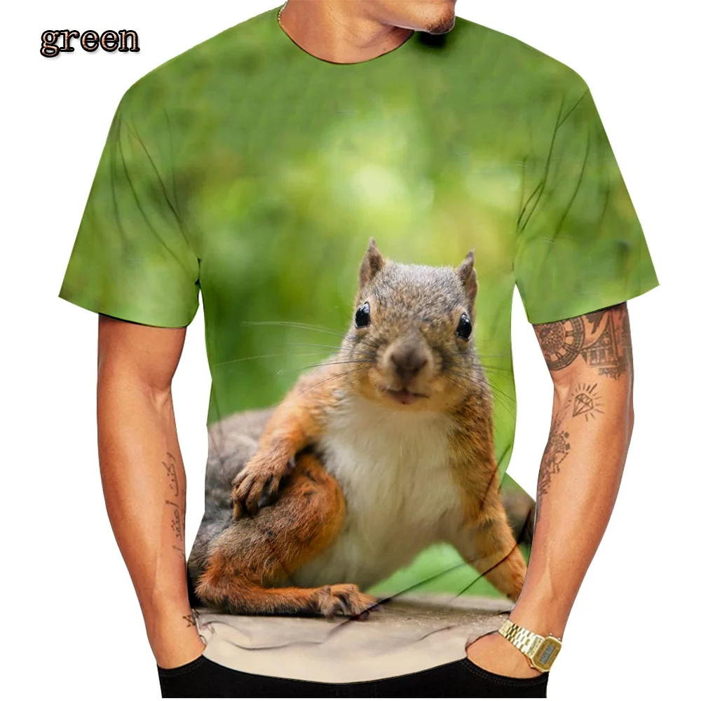 Summer Funny Squirrel 3D Printed T-Shirt for Both Men and Women Is a Stylish Casual Round Collar T-shirt