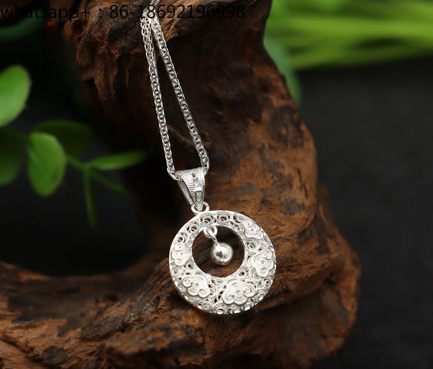 999 Sterling Silver Necklace Xiangyun Ping An Buckle Silver Pendant